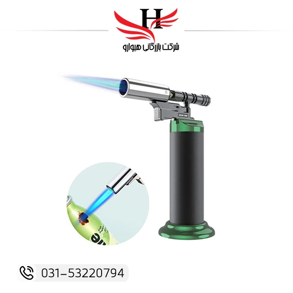 فندک اتمی GREEN LION JET FLAME PRO با شعله جت ضد باد، مناسب خرید عمده از هیوارو نمایندگی شهرضا، استان اصفهان و تهران